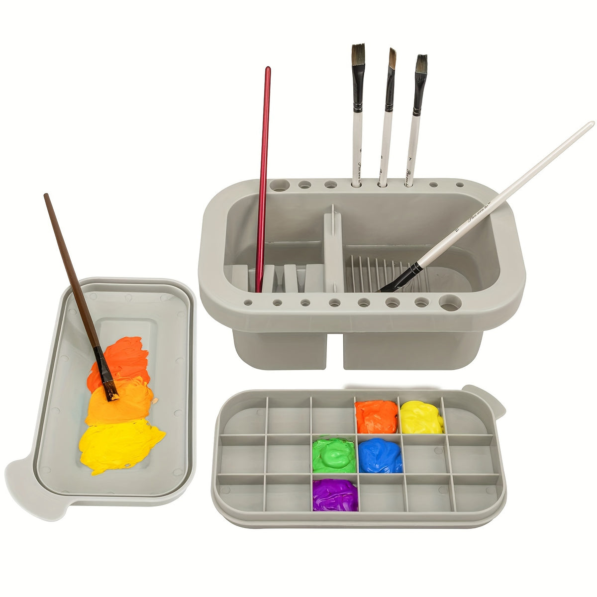 3 In 1 Wash Pen Bucket With Holder & Palette Lid