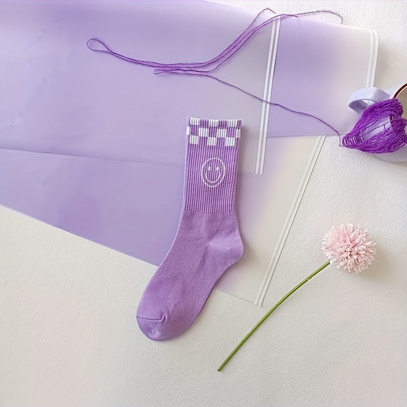 8 Pairs Letter & Heart Print Socks Women's Mid Tube Stockings