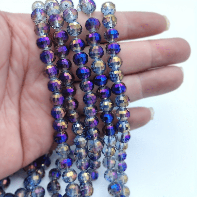 8mm Transparent Purple AB Round Glass Beads for Jewelry Making