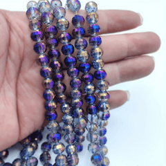 8mm Transparent Purple AB Round Glass Beads for Jewelry Making