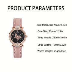 Butterfly Quartz Watch + 4 Rhinestone Accessories Set