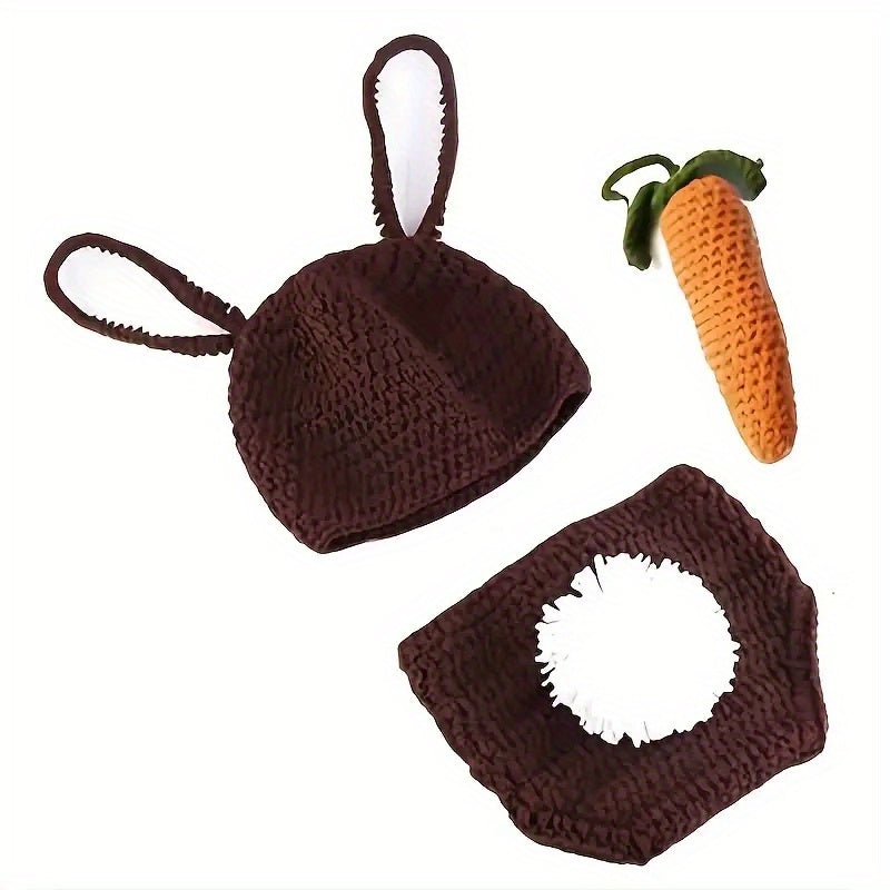 3 Piece Rabbit Hand-woven Costume for Newborns