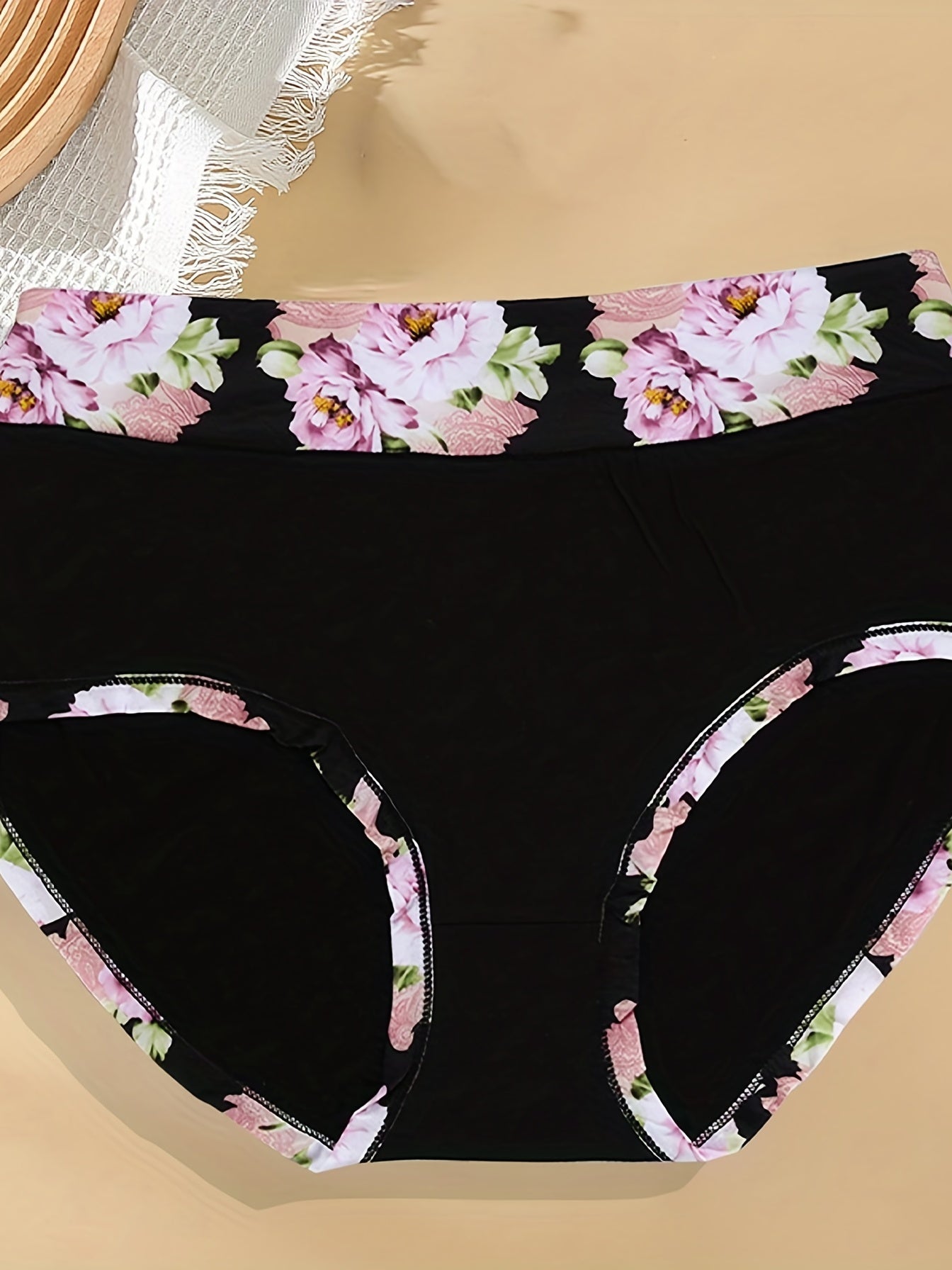 6 Pack Plus Size Floral Print High Rise Panties Set