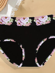 6 Pack Plus Size Floral Print High Rise Panties Set