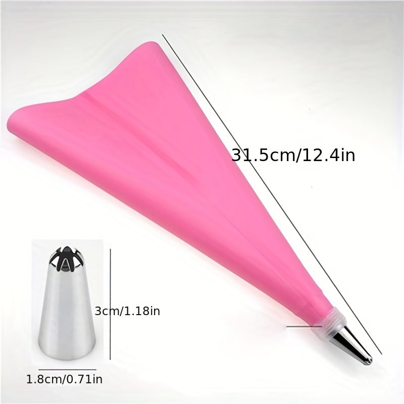 Silicone Pastry Bag with Stainless Steel Tips Set