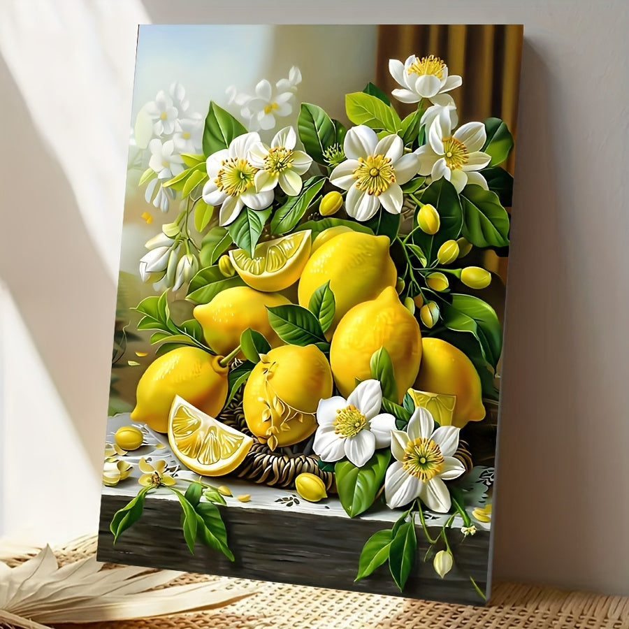 DIY Paint by Numbers Kit Lemon and Flowers for Beginners