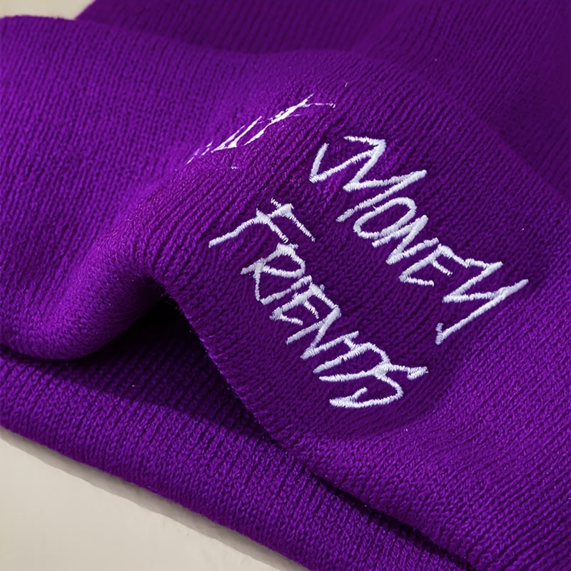 Embroidery Knit Hat Beanie Solid Winter Soft Outdoor Casual Hat