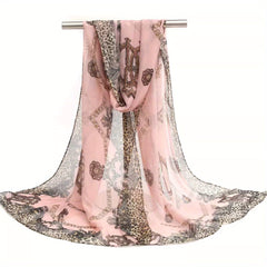 Leopard Chain Print Chiffon Scarf Thin Breathable Shawl Summer Sunscreen