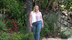  Colorblock Half V Neck Loose Tank Top