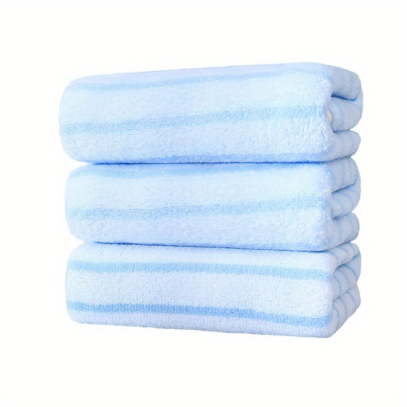 Striped Pattern Hand Towel Coral Fleece Soft Skin-friendly Absorbent
