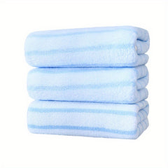 Striped Pattern Hand Towel Coral Fleece Soft Skin-friendly Absorbent