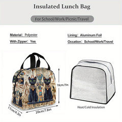 Egyptian Mural Mini Lunch Bag Insulated Cooler Tote for Work School Picnic