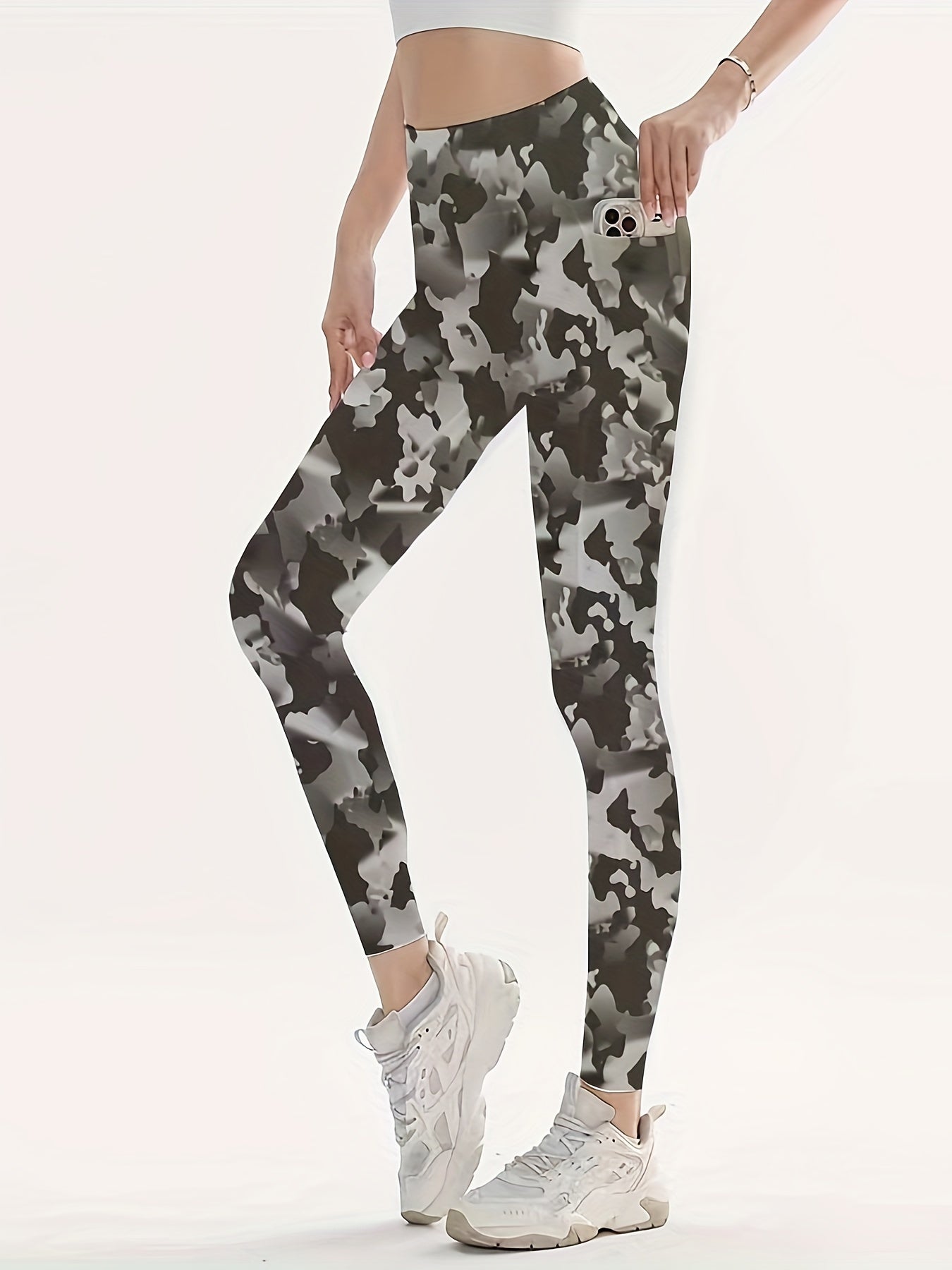 Camo Print High Waist Tummy Control Fitness Pants