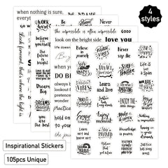 Arrival Text Sticker Single Sheet Transparent Encouragement Quote