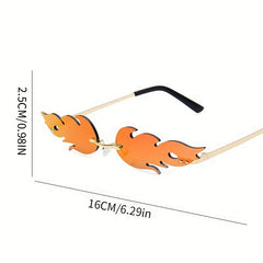 Y2K Flame Rimless Sunglasses Funny Tinted Glasses UV400