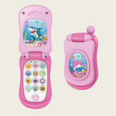 Interactive Cartoon Music Flip Phone Toy for Kids Lights & Sounds