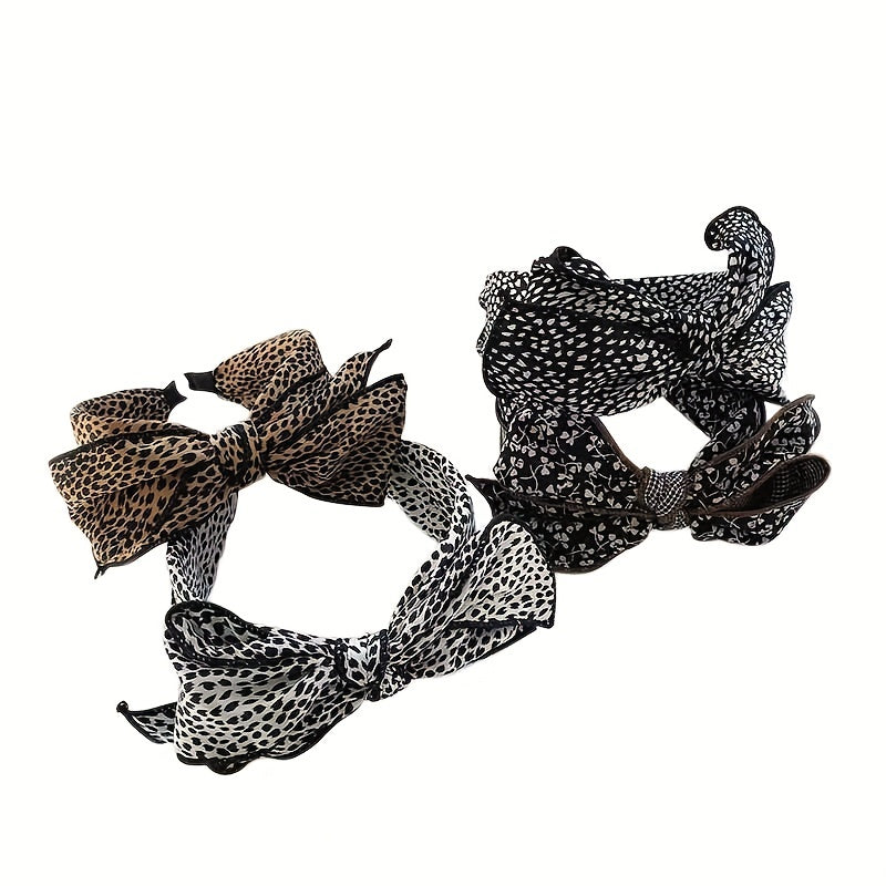 Leopard Print Headband Retro Bowknot Hair Hoop Non-slip Hair Accessories