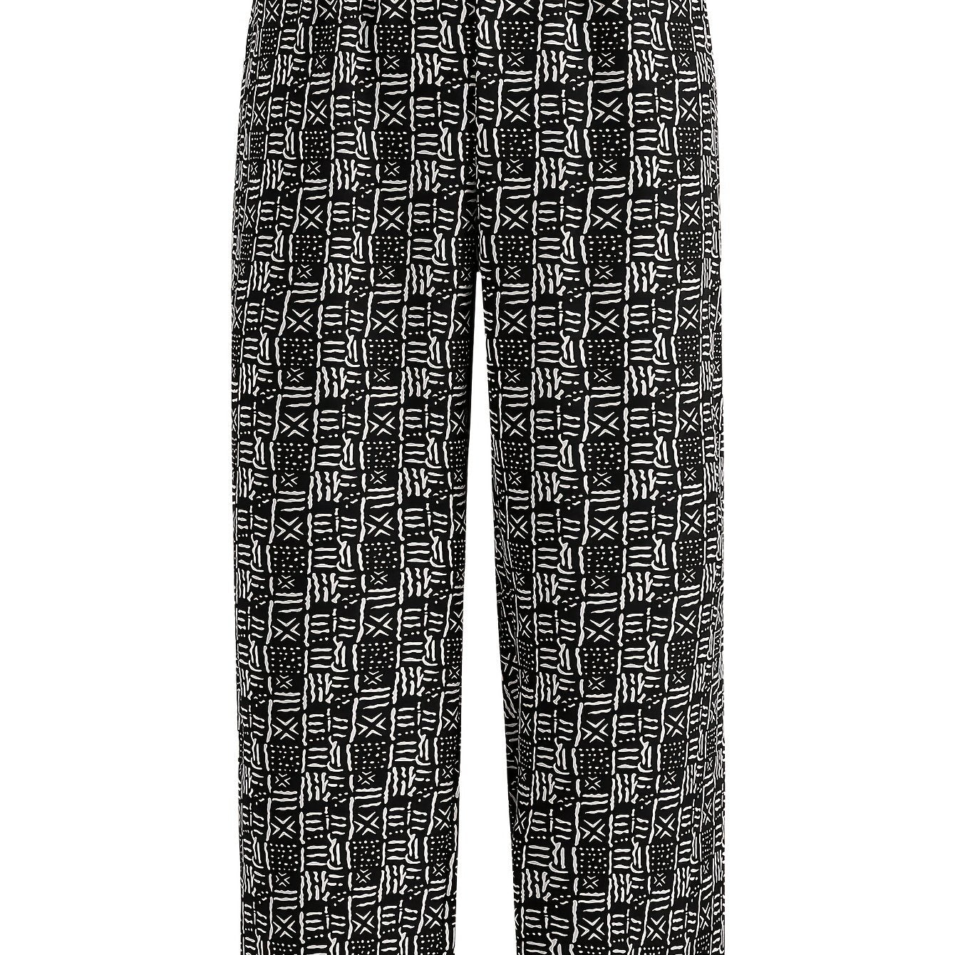  Colorblock Wide Leg Trousers With Pockets