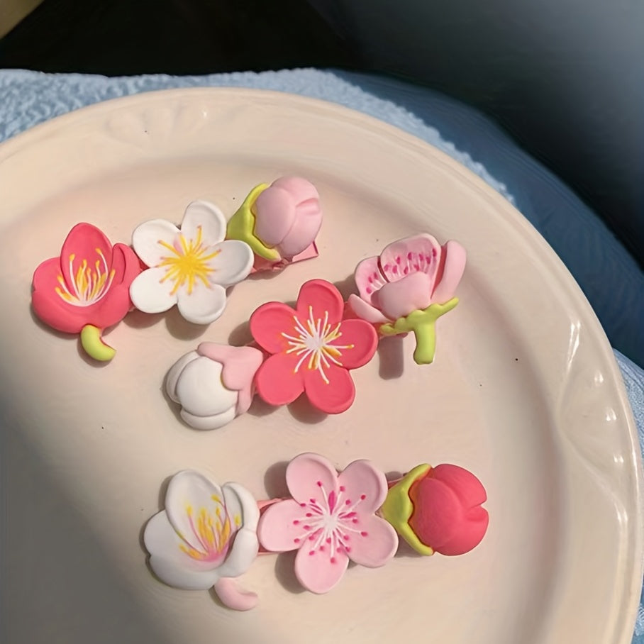 Pink Flower Duck Hair Clip for Girls