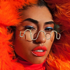 Rhinestone Decor Lensless Glasses Wavy Glasses Frame Stylish Photo Prop