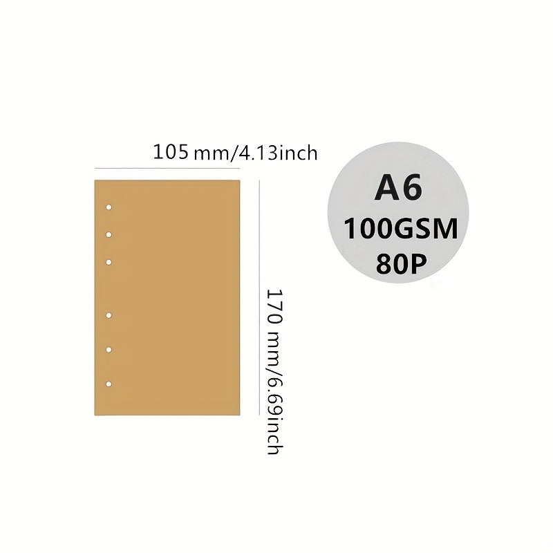 Loose Leaf Paper, 80 Sheets, 6-Hole Core, 10.5x4.13x0