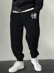 Men's Love & Paw Print Joggers Casual Breathable Sports Pants