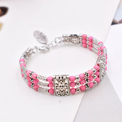 Boho Beaded Bracelet Feather Pendant Hand Jewelry
