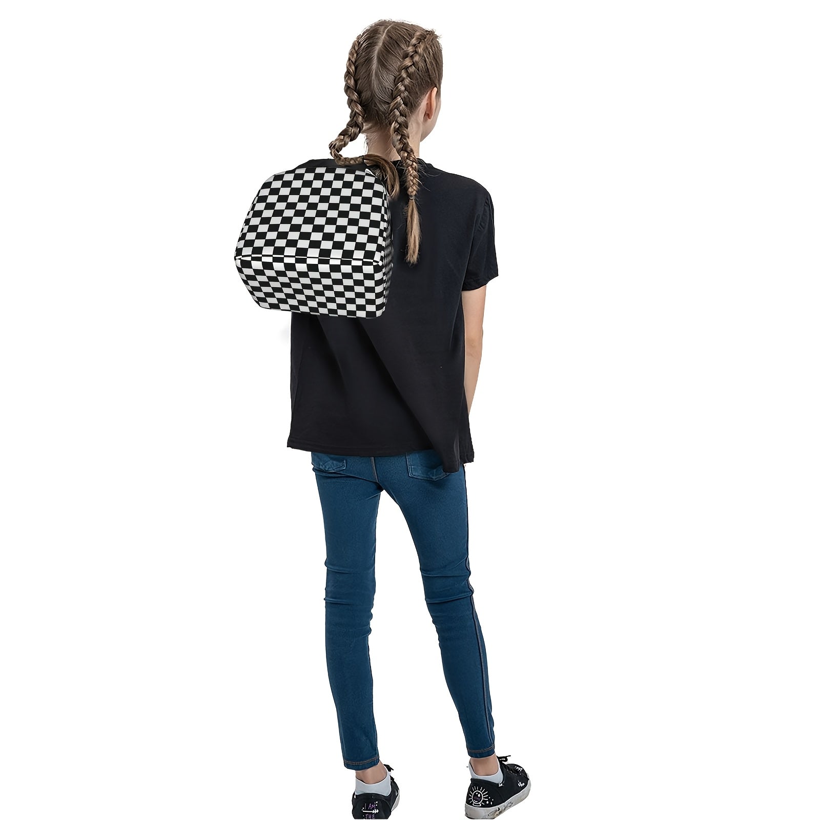 Chessboard & Plaid Print Insulated Lunch Bag