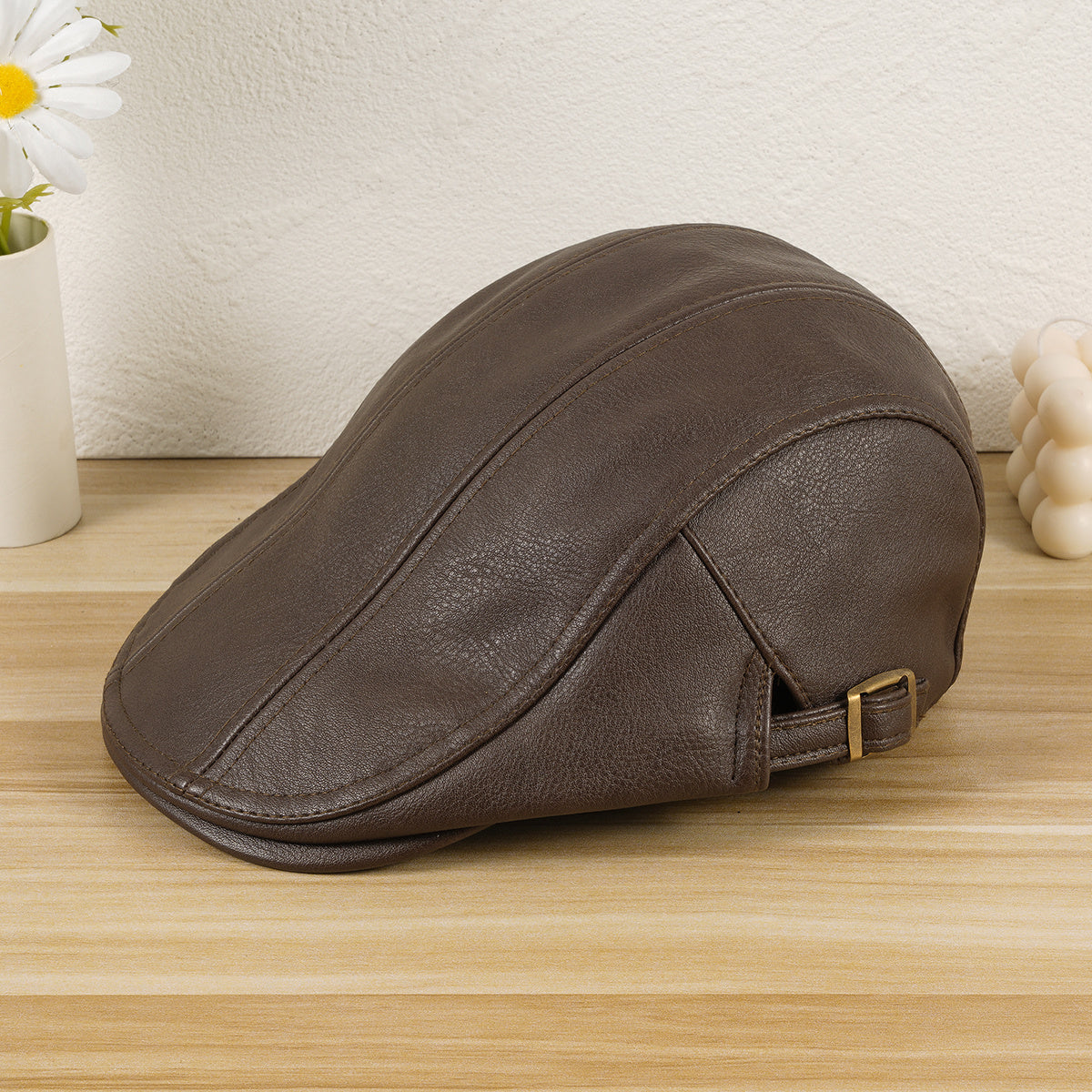 Newsboy Hat Women Autumn Winter Cowhide Solid Unisex Man Hat