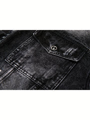 Vintage Distressed Denim Jacket Men's Casual Coat
