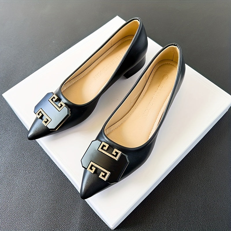 Women's Chunky Low Heels Pointed Toe Slip On Shoes