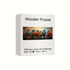 Owl Family Wooden Puzzle Irregular Animal Shaped Jigsaw Puzzle