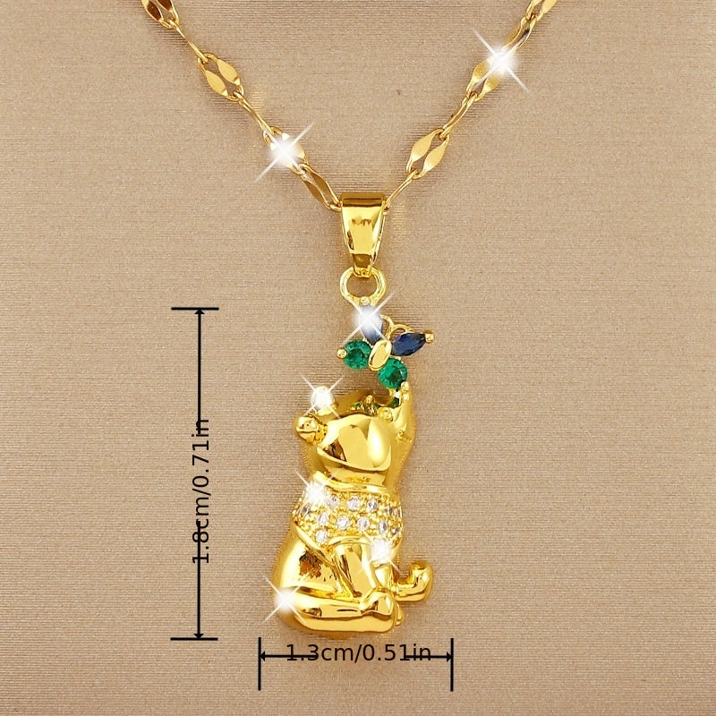 Girl's Copper Sloth Butterfly Pendant Necklace Charm