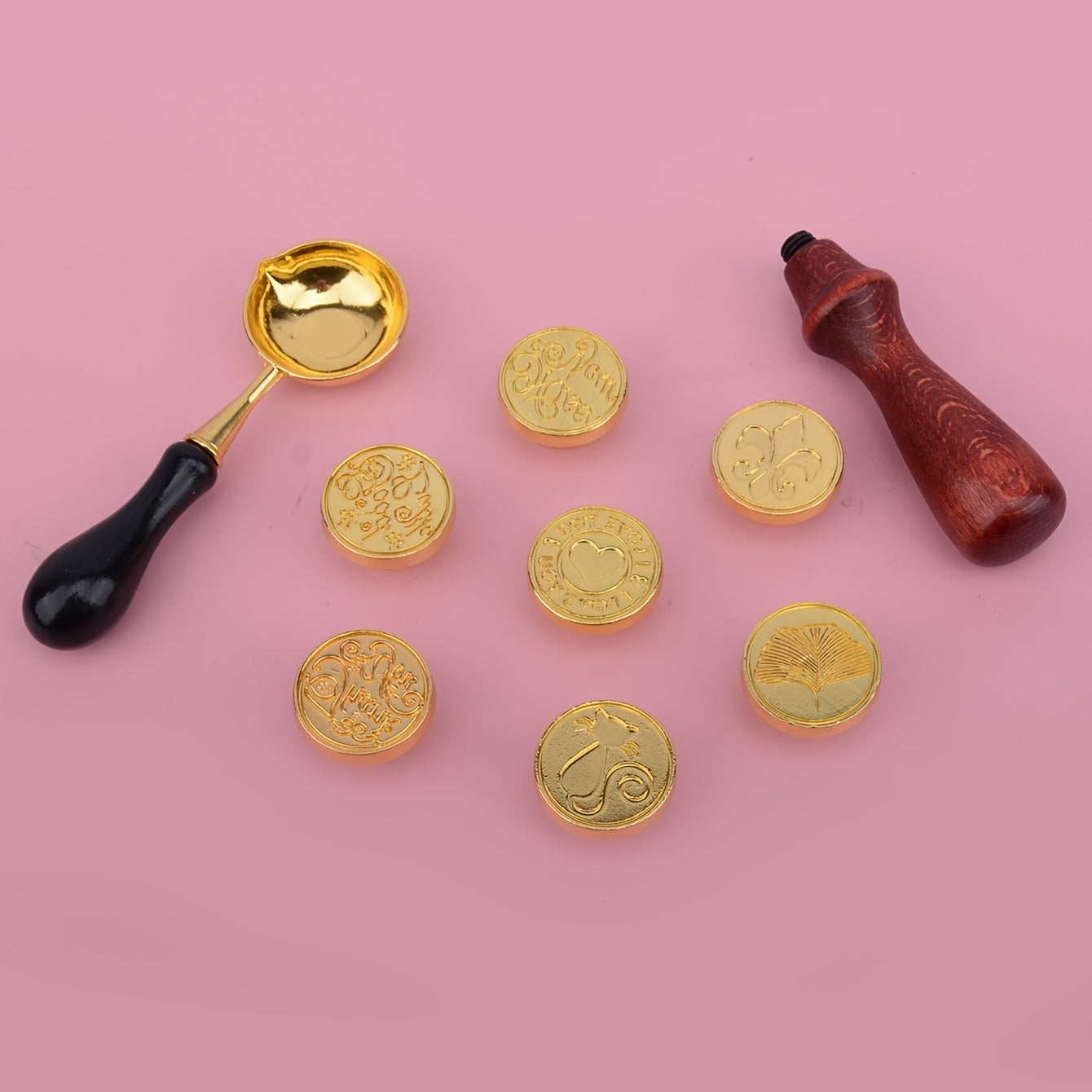 Wax Seal Stamp Set - 1 Stamp, 6 Heads, Stove, Spoon