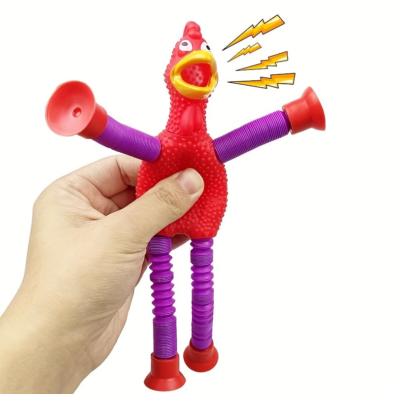 Bendable Screaming Chicken Tube Toy w/ Suction Cups