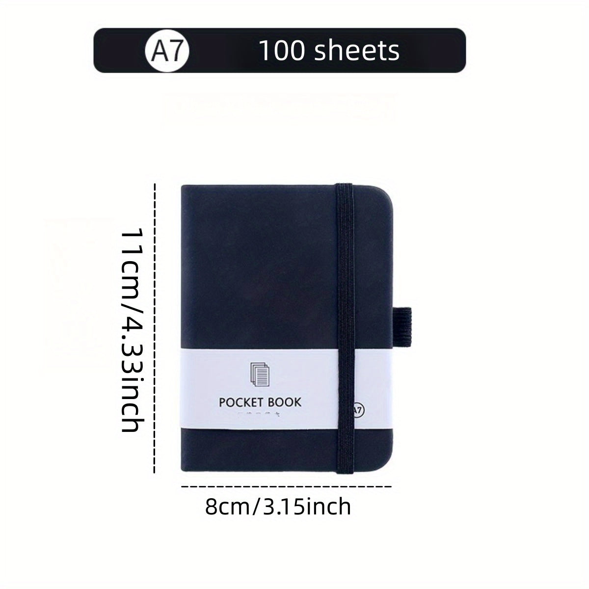 Colorful Pocket Notepad 100 Sheets Elastic Band