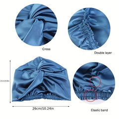 Soft Satin Bonnet Silk Double Layer Turban Night Cap Solid Pre Tied Knotted