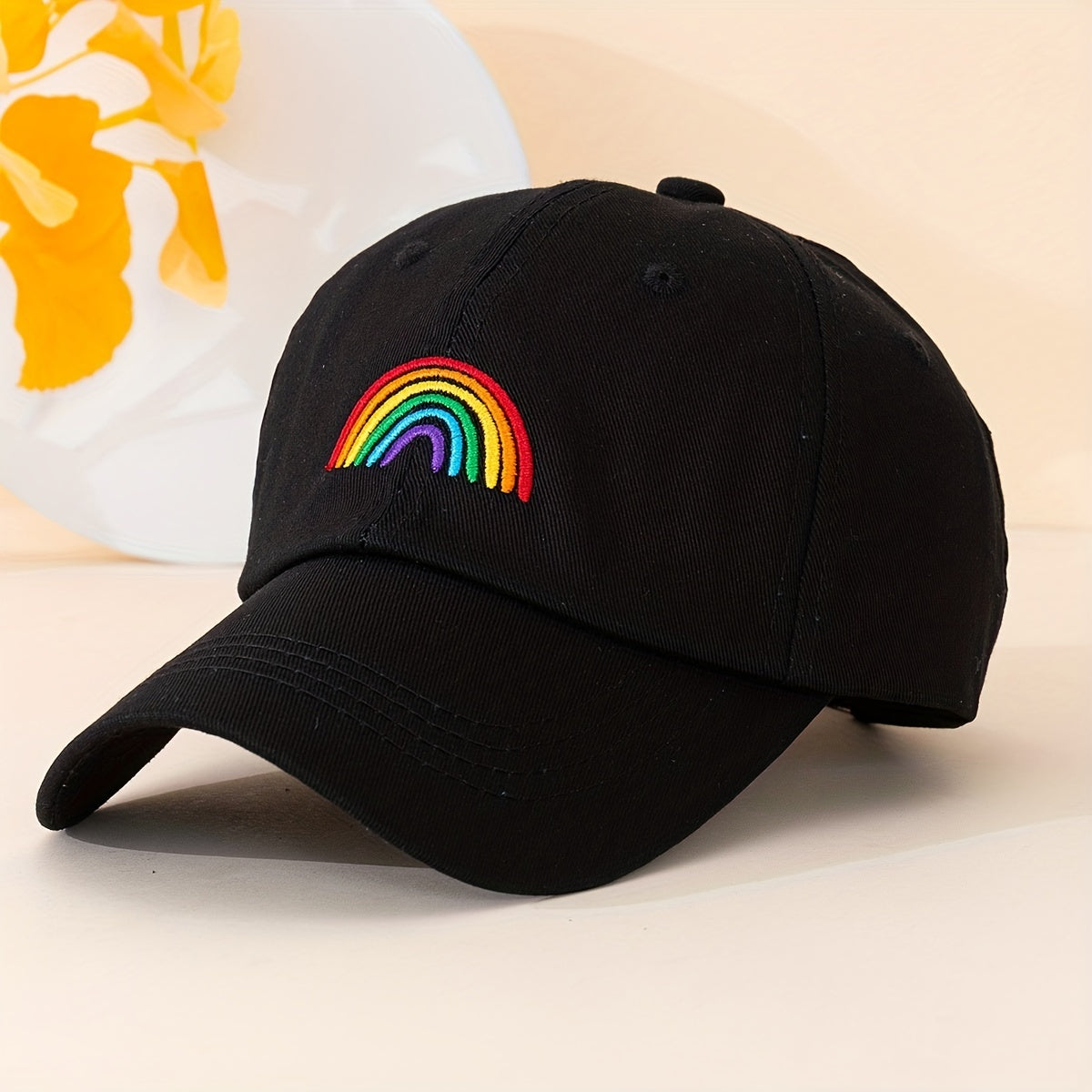 Rainbow Embroidery Casual Baseball Cap Candy Unisex Dad Hats Lightweight
