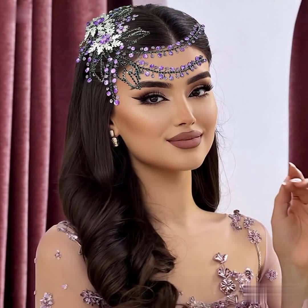 Purple Rhinestone Bridal Hair Accessory for Wedding HP254