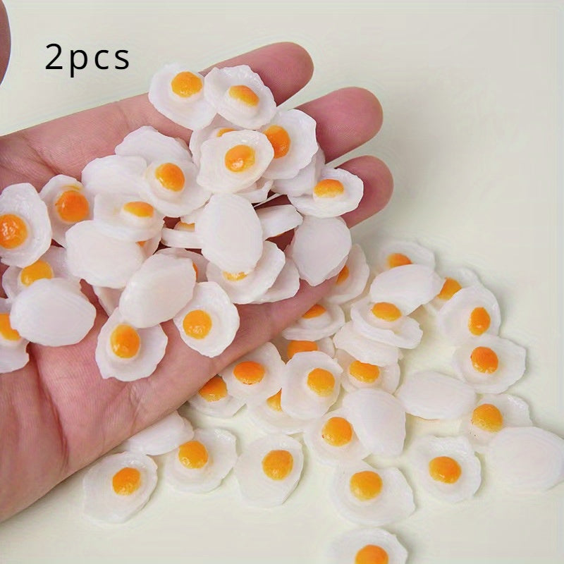 Miniature Food Set with Eggs - Poached and Fried - Dollhouse Play Props