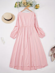  Women's Lace Sleeve Round Neck Dress