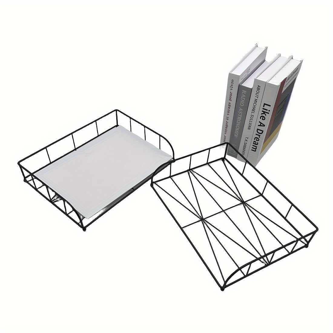 2pcs Desk File Organizer Tray Stackable Paper Letter Tray Office Document Holder