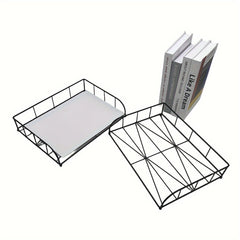 2pcs Desk File Organizer Tray Stackable Paper Letter Tray Office Document Holder