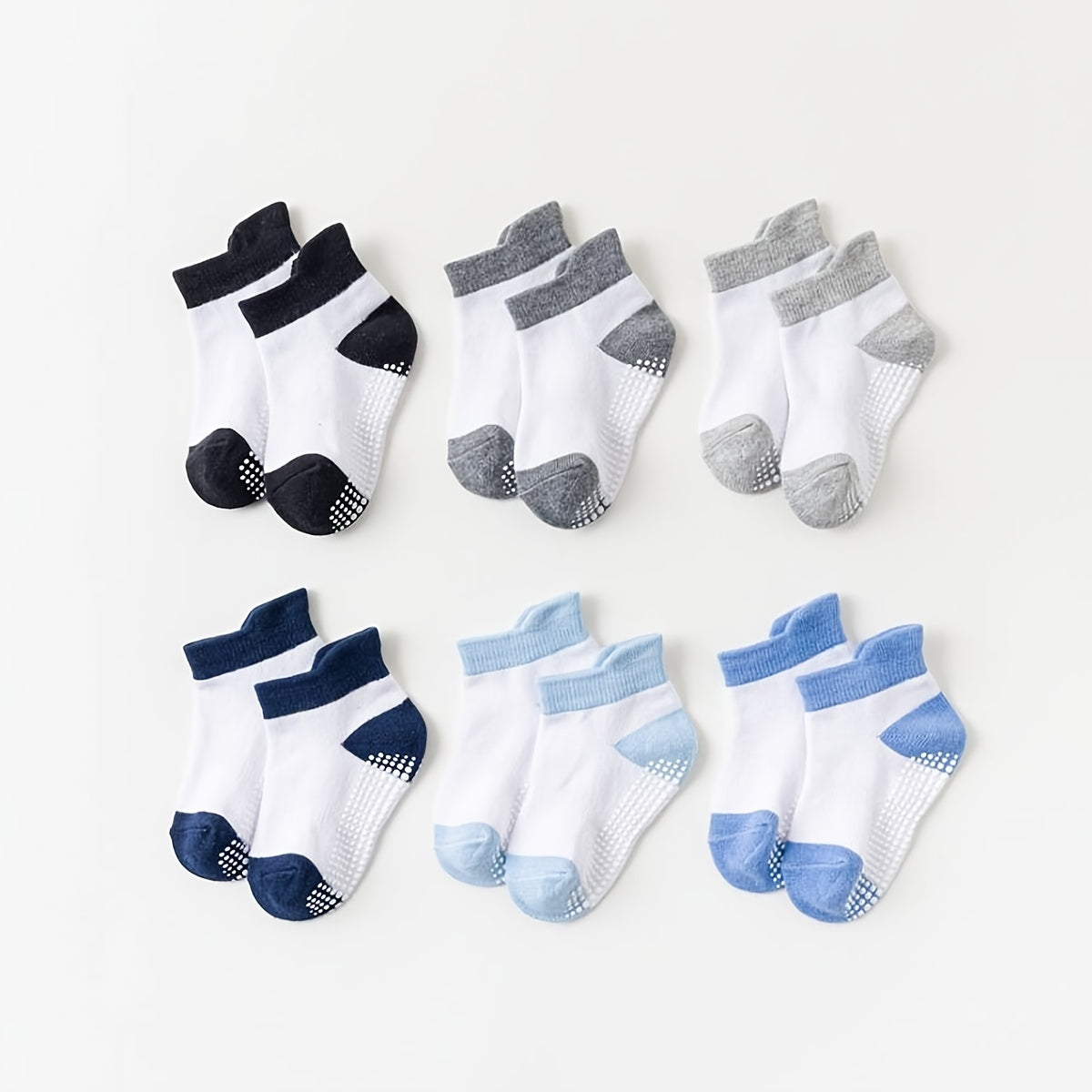 6 Pairs Toddler Baby Socks Stripes & Solid Cotton Ankle Socks