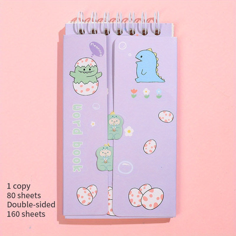 80sheets Double sided Writable Coil Notebook Cartoon Pocket Book