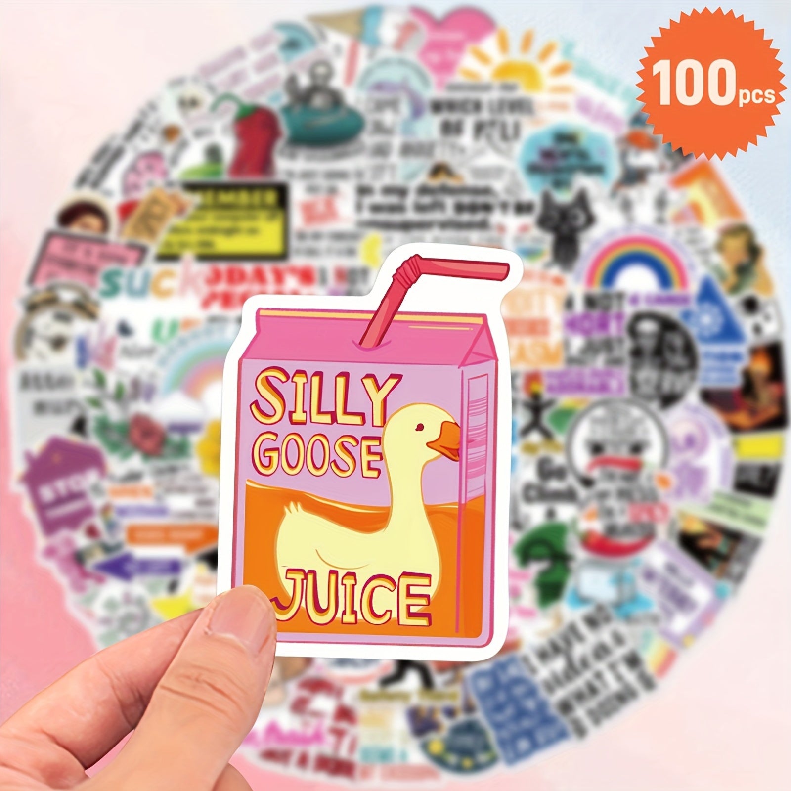 100 Pack Satirical Graffiti Vinyl Stickers - Fun Designs for Laptops, Water Bott