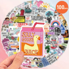100 Pack Satirical Graffiti Vinyl Stickers - Fun Designs for Laptops, Water Bott