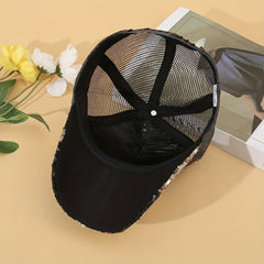 Maple Leaf Sequin Mesh Sunshade Sports Peaked Cap