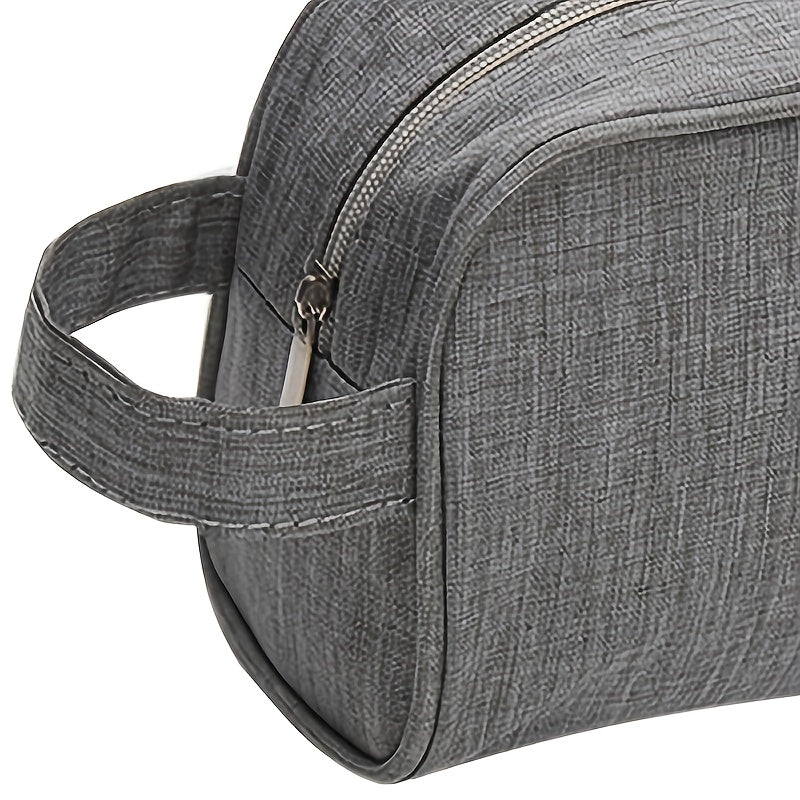 Grey Cosmetic Bag Travel Organizer Wash Bag With Handle