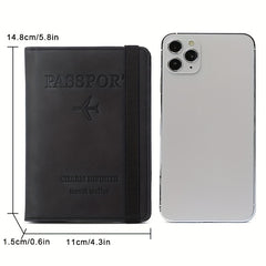 RFID Blocking Passport Holder Card Holder PU Leather Three Fold